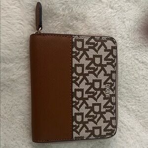 DKNY Tan and Cream Logo Wallet